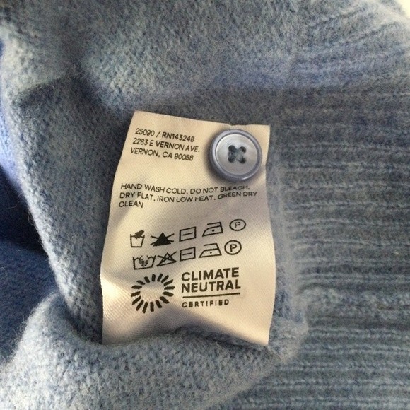 Reformation Nathalia Wool Cardigan Size L Preppy Embellished In Relaxed Blue - Picture 5 of 6